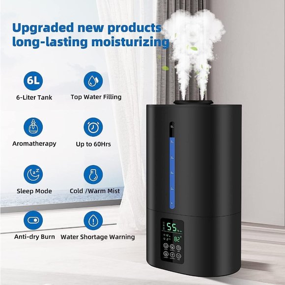 6L Humidifiers for Bedroom Large Room Home, Cool and Warm for Baby - Picture 4 of 9